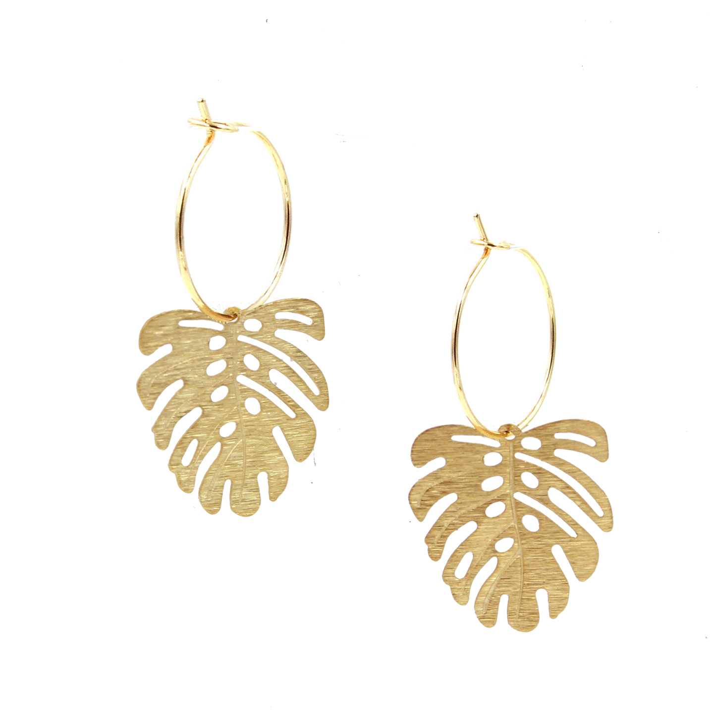 ER-406 |Monstera Hoop Earrings