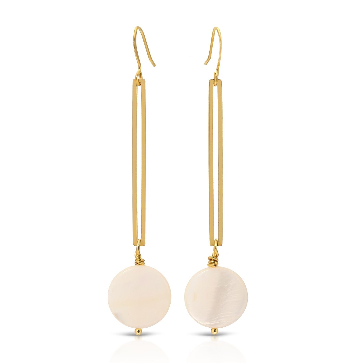 ER - 337 | Jenna Geo Dangle Earrings mother of pearl - Sunday Girl by Amy DiLamarraEarrings