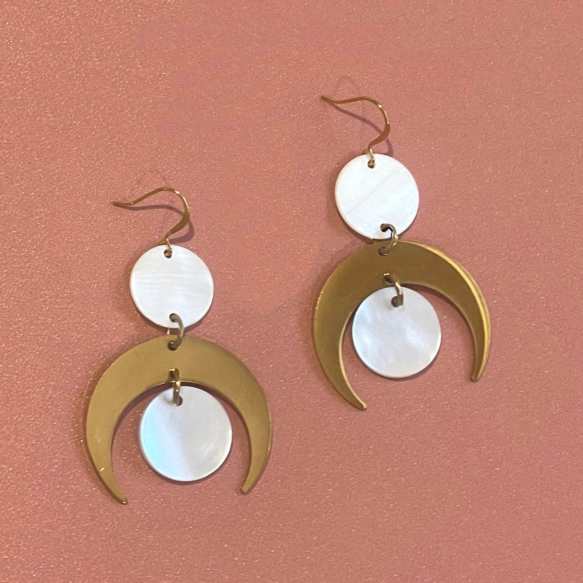 ER - 653 - W | Eclipse Moon Earrings - White Shell - Sunday Girl by Amy DiLamarraEarrings