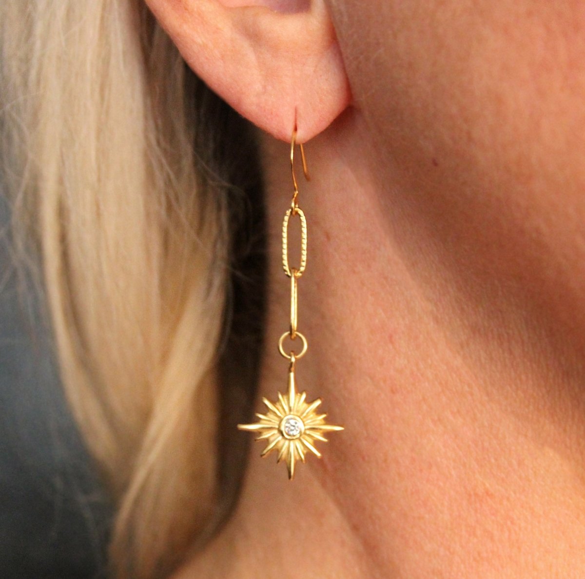 ER - 672 | Big Star Chain Dangle Earrings - Sunday Girl by Amy DiLamarraEarrings