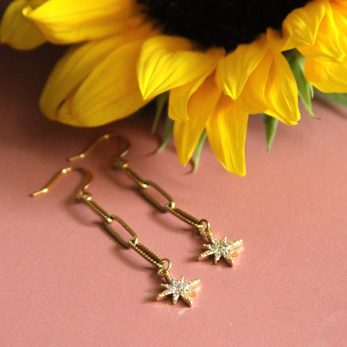 ER - 674 | Mini Pave Star Dangle Earrings - Sunday Girl by Amy DiLamarraEarrings