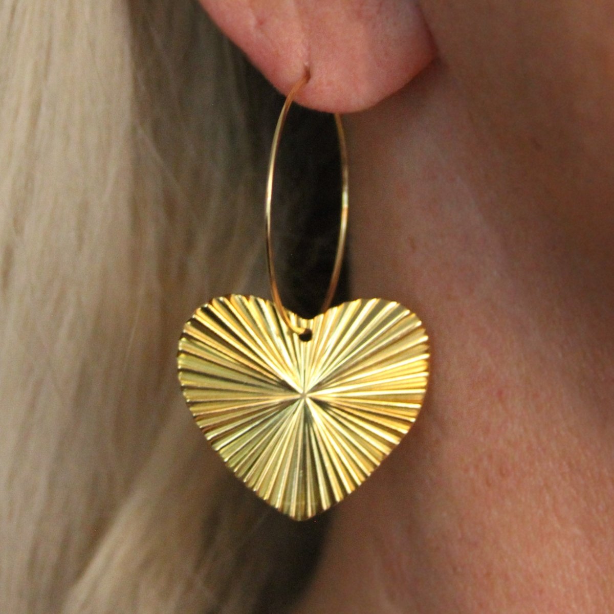 ER - 689 | Large Radiant Heart Hoop Earrings - Sunday Girl by Amy DiLamarraEarrings