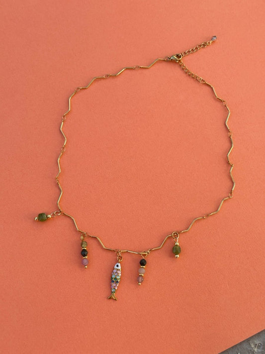 Fish Gemstone Multi-Color Necklace - Sunday Girl by Amy DiLamarraNecklace