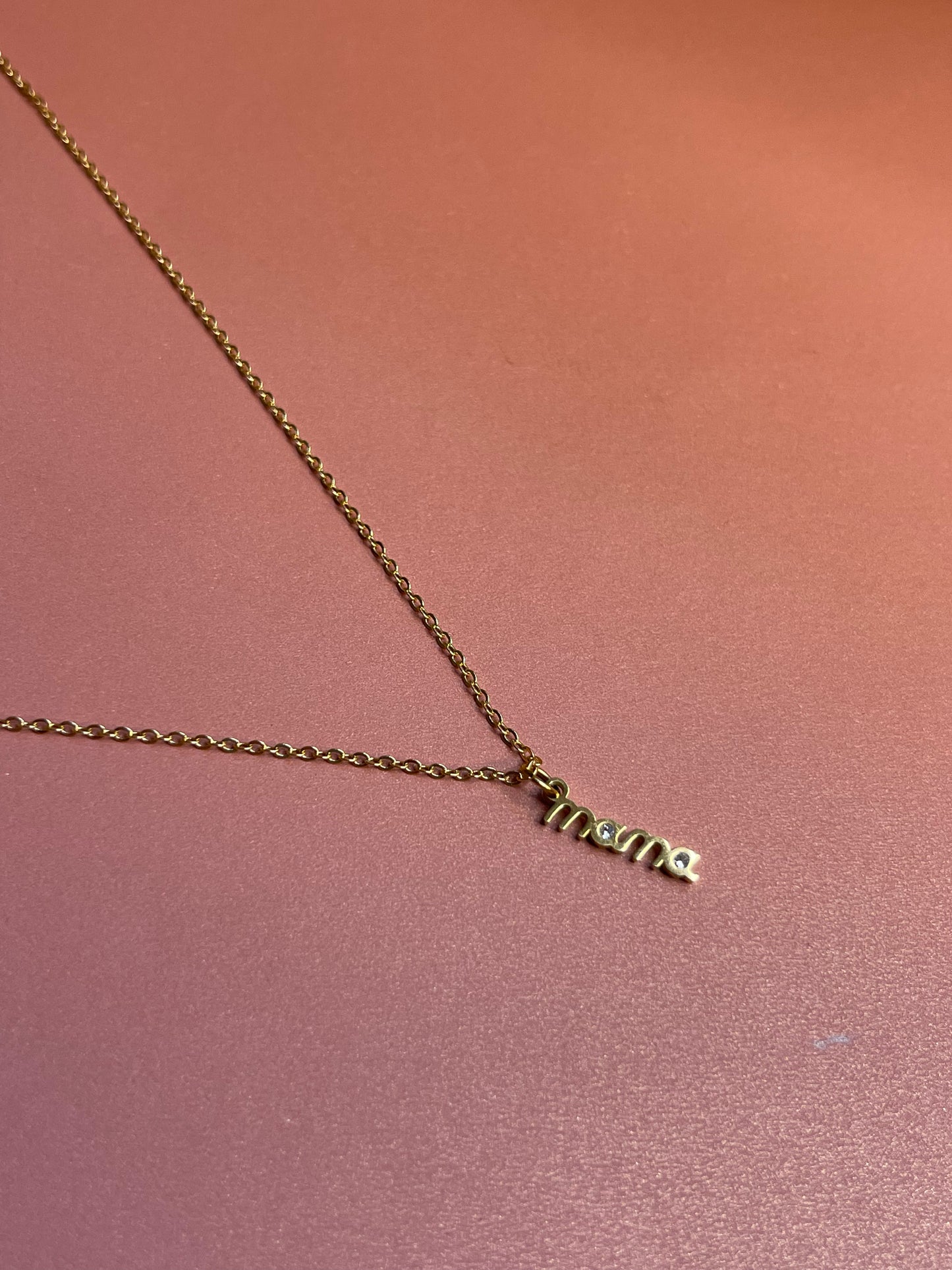 NK-631 |Mama Mini Charm with CZ pendant necklace.