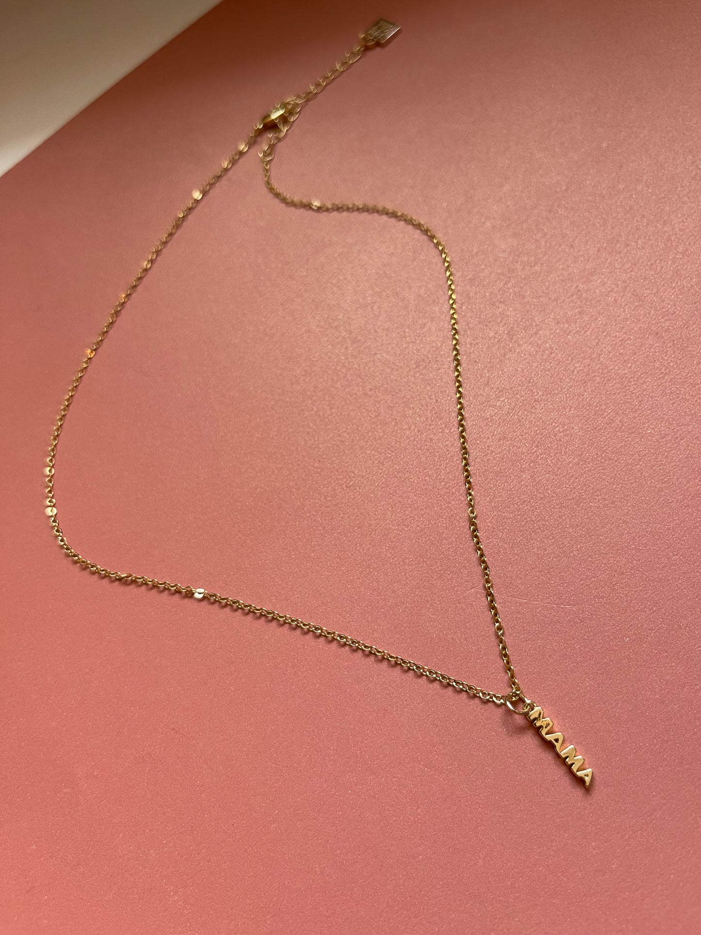 NK-632 | Mini Mama Block Letter pendant necklace.