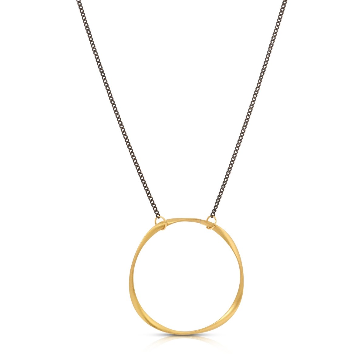 Manon Large Brass ring and Blackened Chain Necklace - Sunday Girl by Amy DiLamarraNecklace