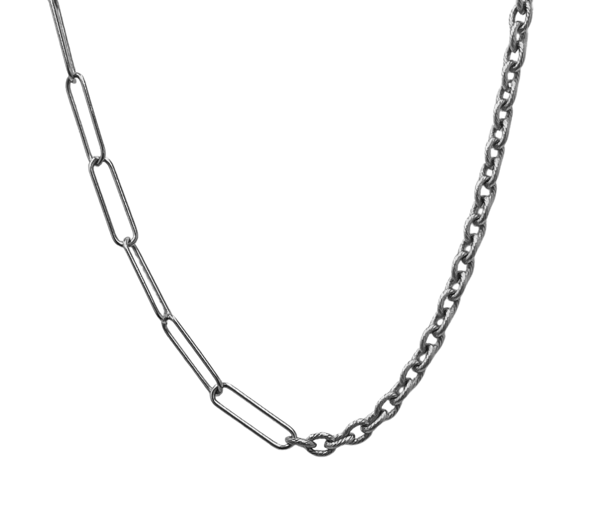 NK - 547 - S | Matilda Mixed Chain Necklace Rhodium - Sunday Girl by Amy DiLamarraNecklace