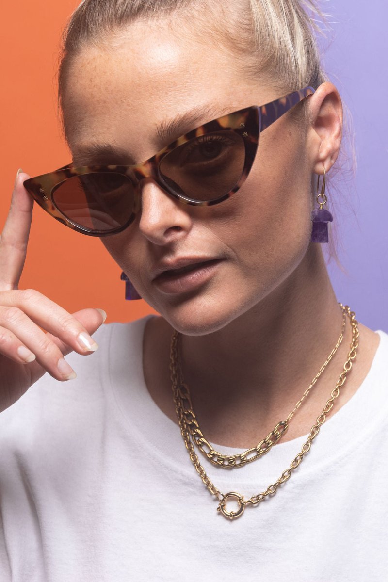 NK - 581 | Cinzia paperclip and textured Cuban chain necklace - Sunday Girl by Amy DiLamarraNecklaces