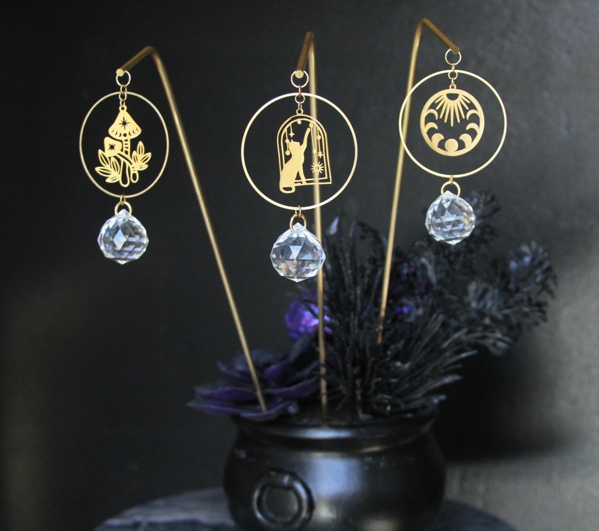 Plant Stick Shroomies with Suncatcher Crystal - Sunday Girl by Amy DiLamarraSuncatcher
