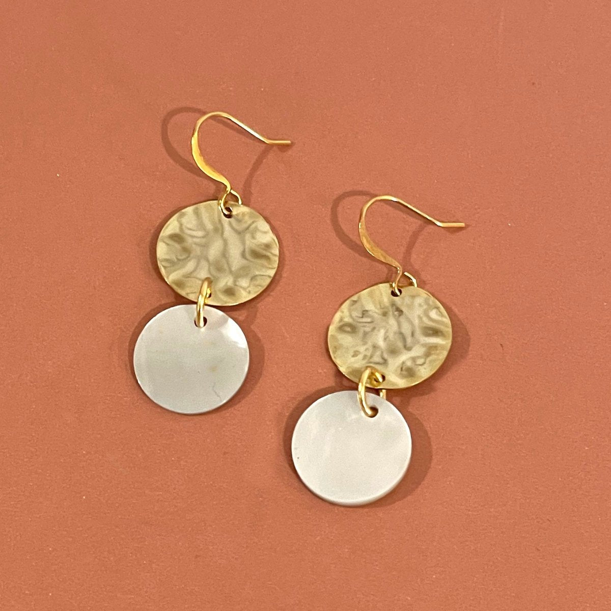 Shimmery Twisted Metal & Shell Earrings - Sunday Girl by Amy DiLamarraEarrings