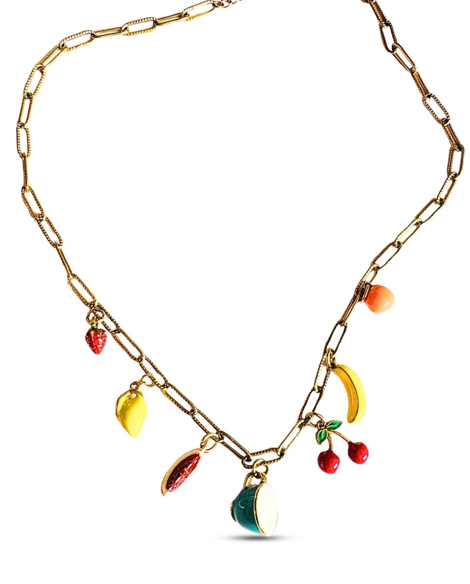 Tutti Fruity Enamel Charm Necklace - Sunday Girl by Amy DiLamarra