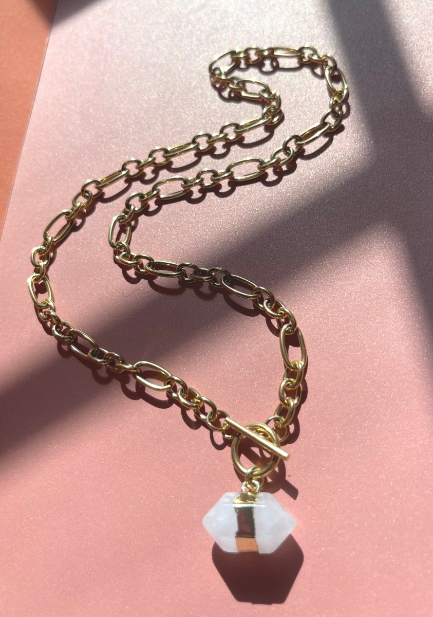 Chunky Chain with Double Point Quartz Necklace - Sunday Girl by Amy DiLamarraNecklaces