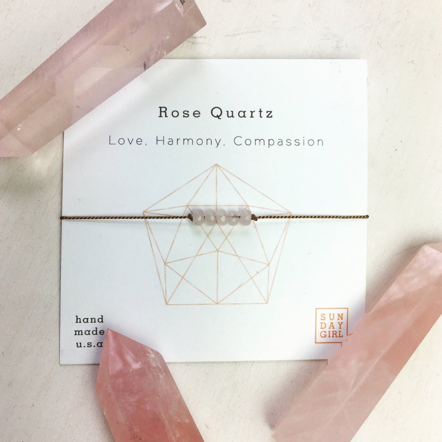 Crystal Intention Bracelet - Rose Quartz - Sunday Girl by Amy DiLamarraBracelet