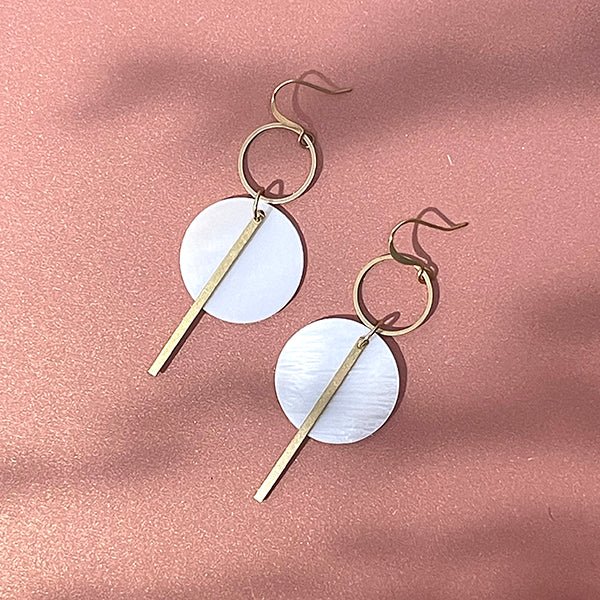 Natalie Geometric Mother of Pearl Earrings - Sunday Girl by Amy DiLamarraEarrings