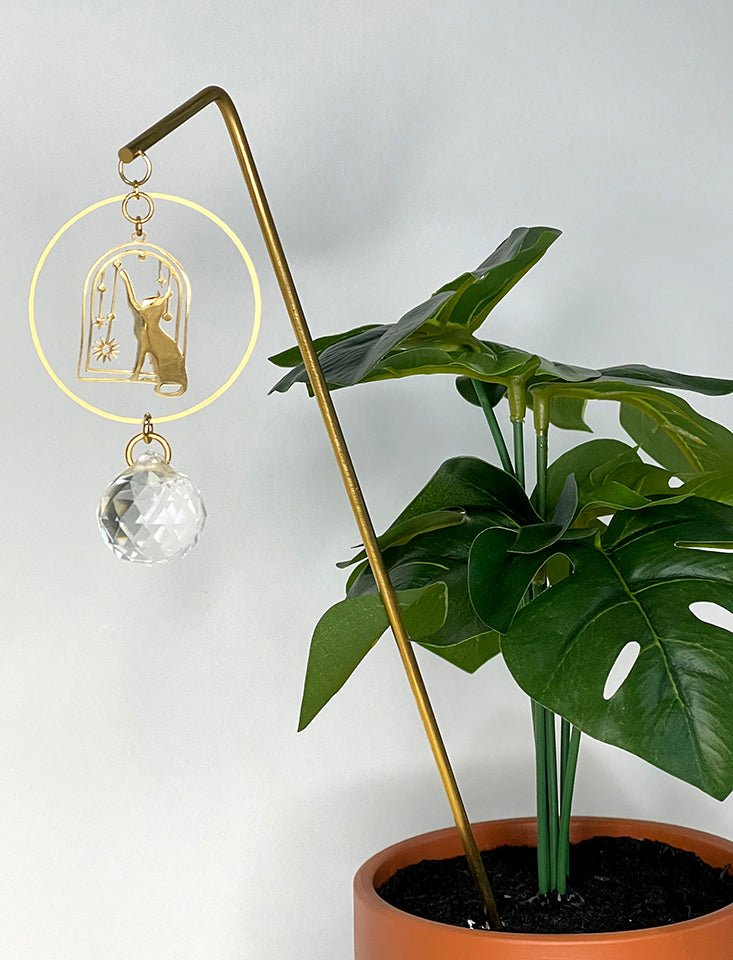 Plant Stick Cat Shenanigans with Suncatcher Crystal - Sunday Girl by Amy DiLamarraSuncatcher