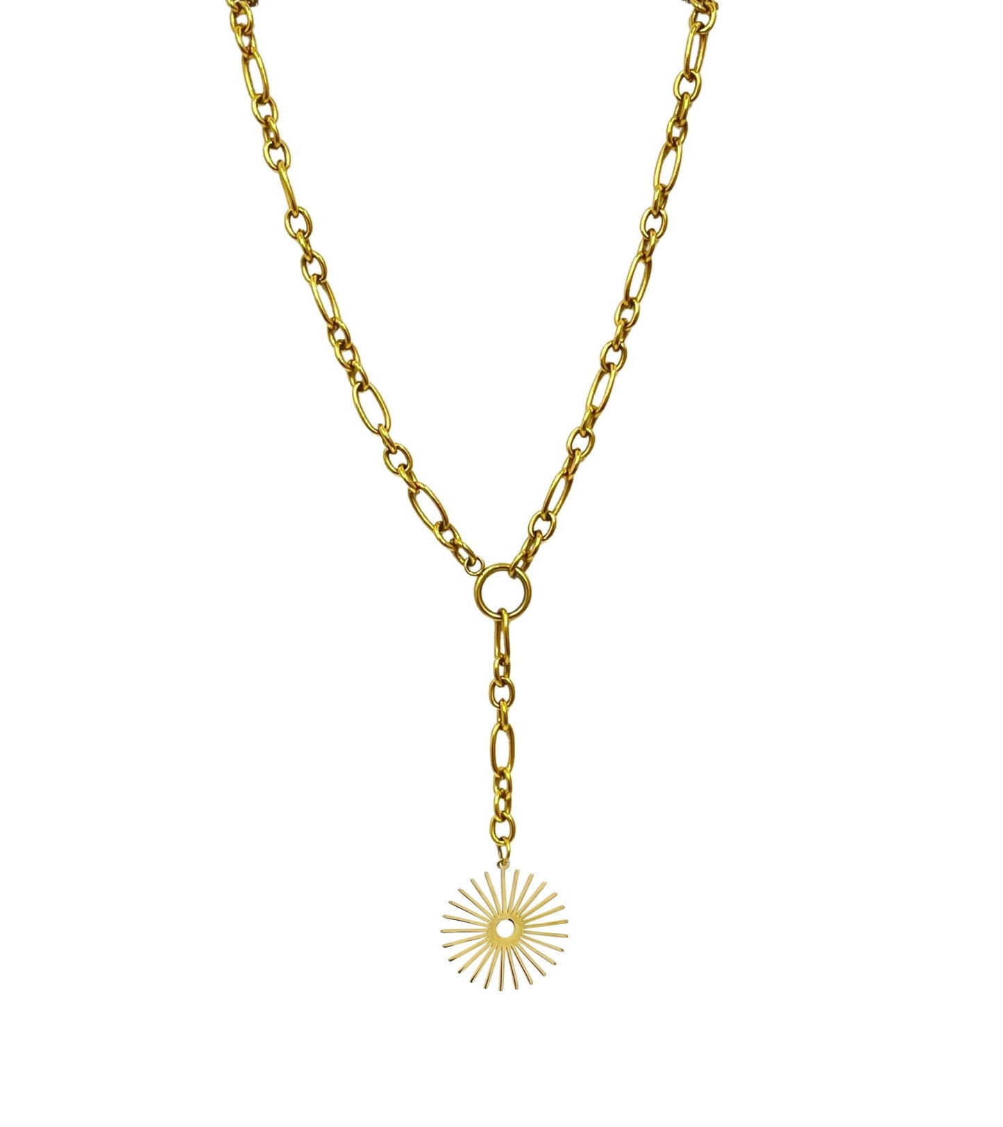 Radial Sun Chunky Chain Y-Necklace