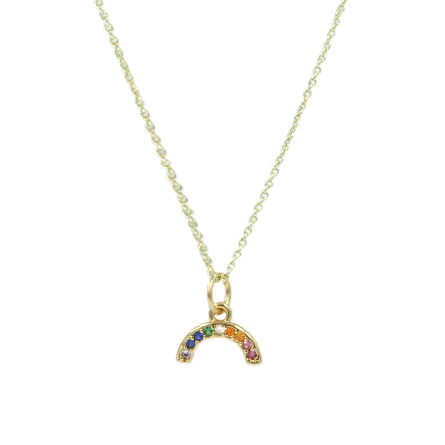Rainbow Mini Pave pendant necklace.