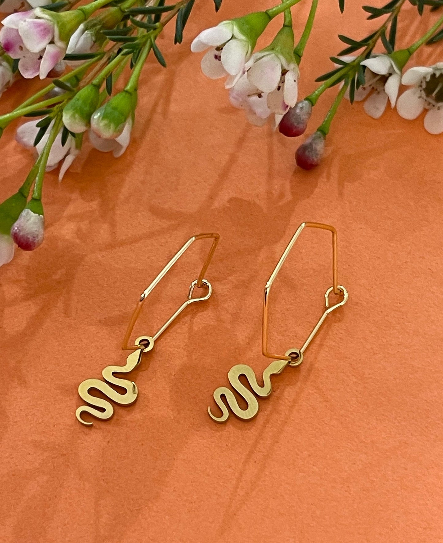 Snake Hexagon Hoop Earrings