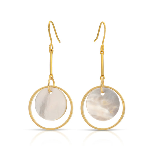 ER-332 | Chella Shell Geometric Drop Shell Earrings