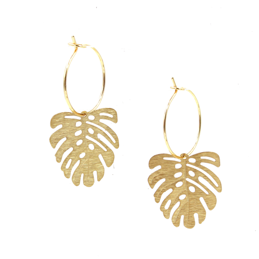 Monstera Hoop Earrings