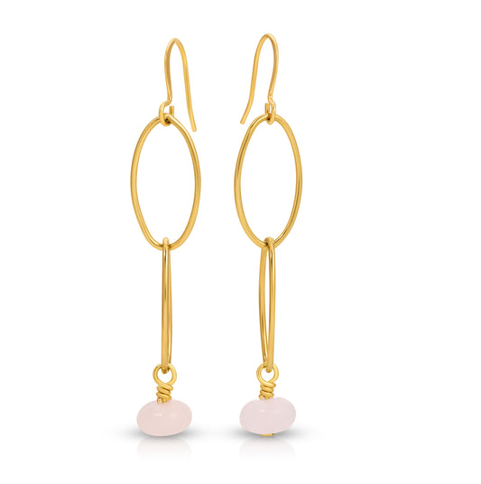 Pink Aventurine Link Dangle Earrings