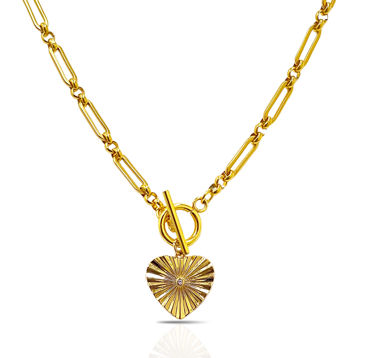 Radial Heart Toggle Chain Necklace