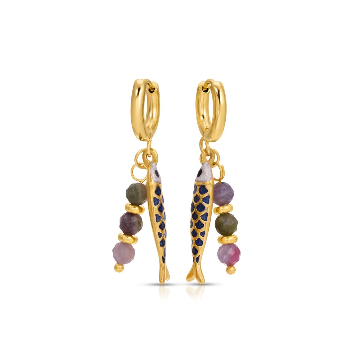 Blue Fish & Tourmaline Earrings - Sunday Girl by Amy DiLamarraEarrings