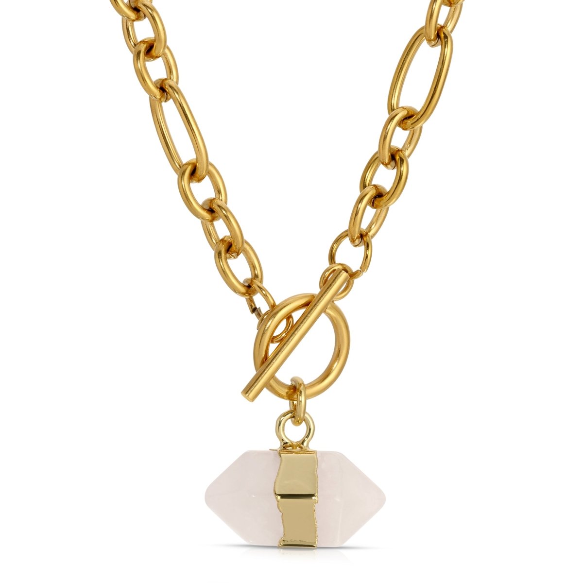 Chunky Chain with Double Point Quartz Necklace - Sunday Girl by Amy DiLamarraNecklaces