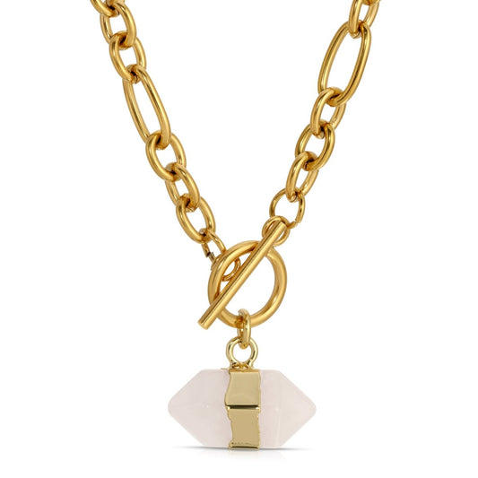 Chunky Chain with Double Point Quartz Necklace - Sunday Girl by Amy DiLamarraNecklaces