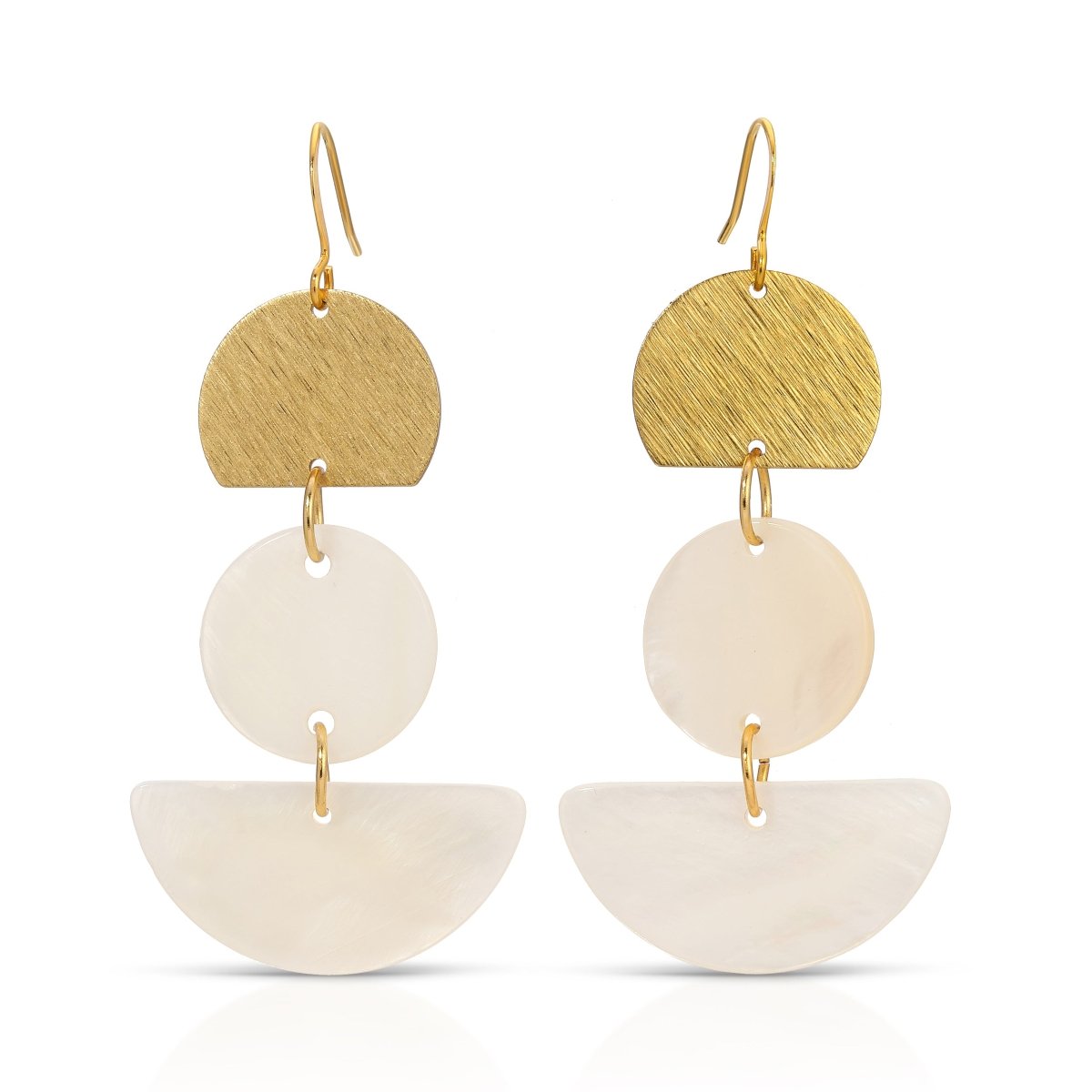 ER - 516 | Vienna brass and Mother of Pearl Geo earrings - Sunday Girl by Amy DiLamarraEarrings