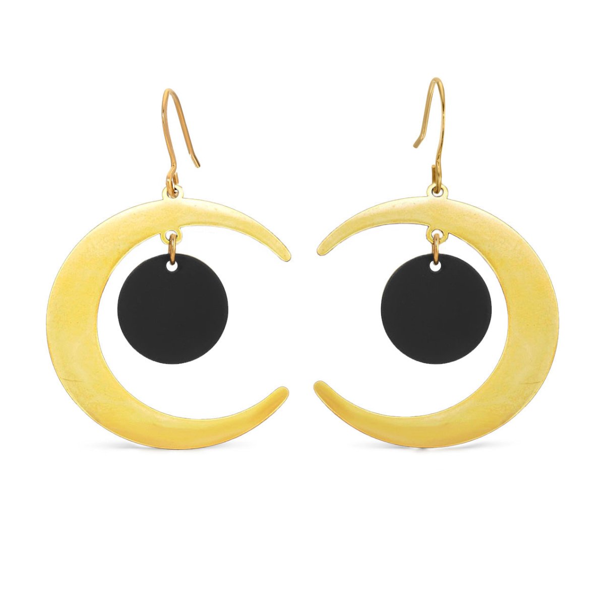 ER - 589 | Crescent Moon and shell Statement Earrings - Sunday Girl by Amy DiLamarraEarrings