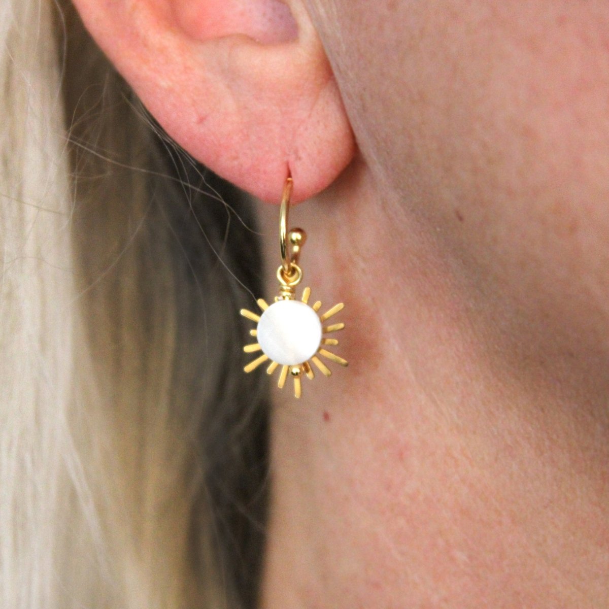 ER - 688 | Bright Star & Moon Post Hoops - Sunday Girl by Amy DiLamarraEarrings