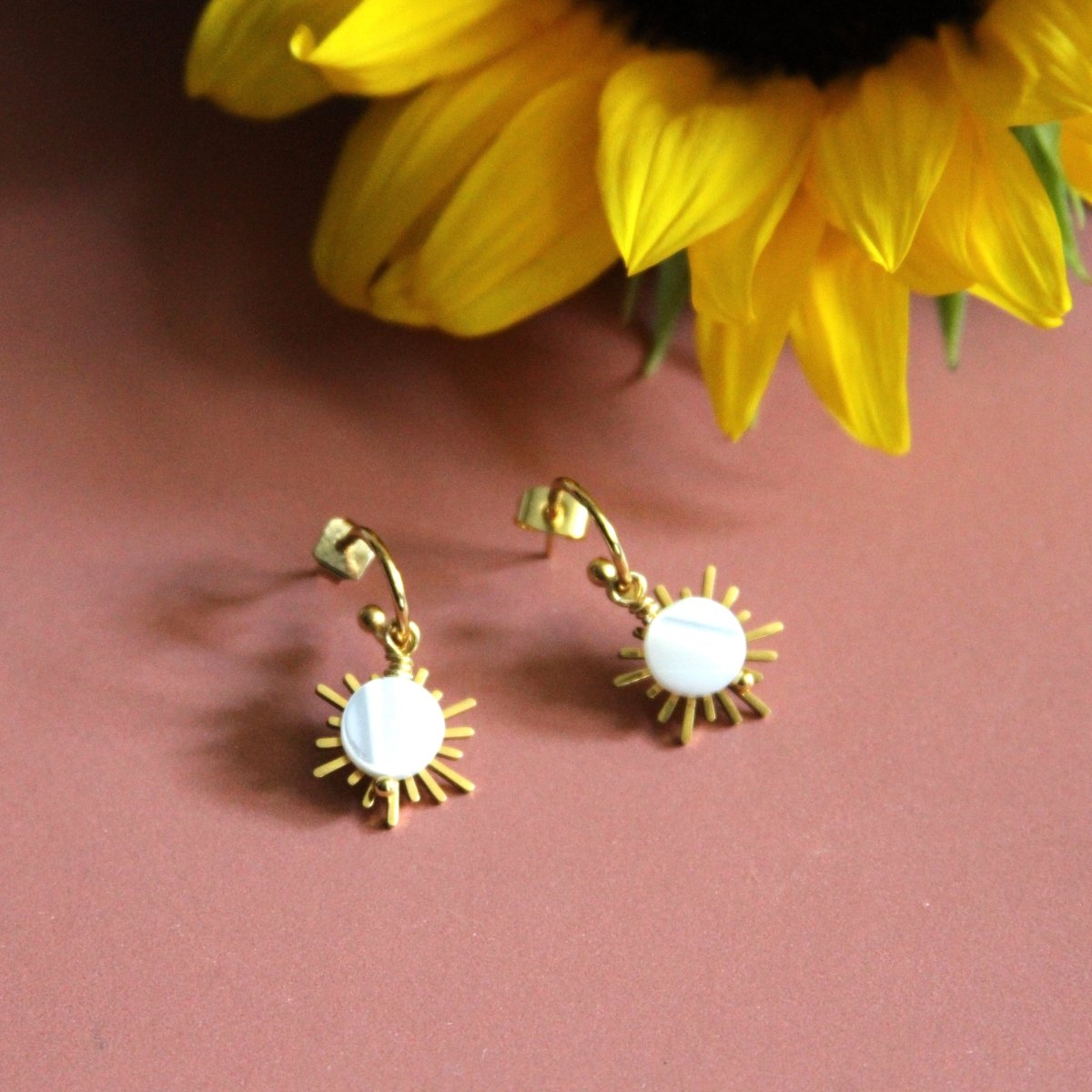 ER - 688 | Bright Star & Moon Post Hoops - Sunday Girl by Amy DiLamarraEarrings