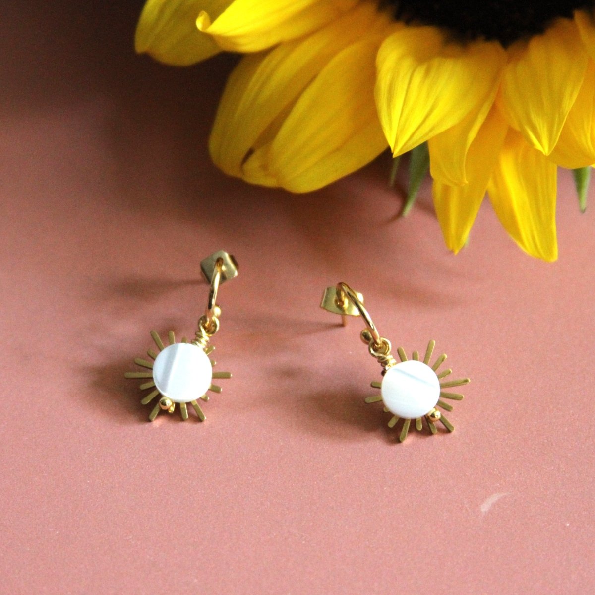 ER - 688 | Bright Star & Moon Post Hoops - Sunday Girl by Amy DiLamarraEarrings
