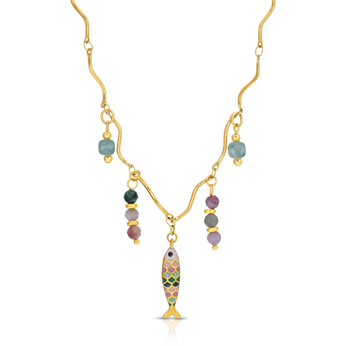 Fish Gemstone Multi-Color Necklace - Sunday Girl by Amy DiLamarraNecklace