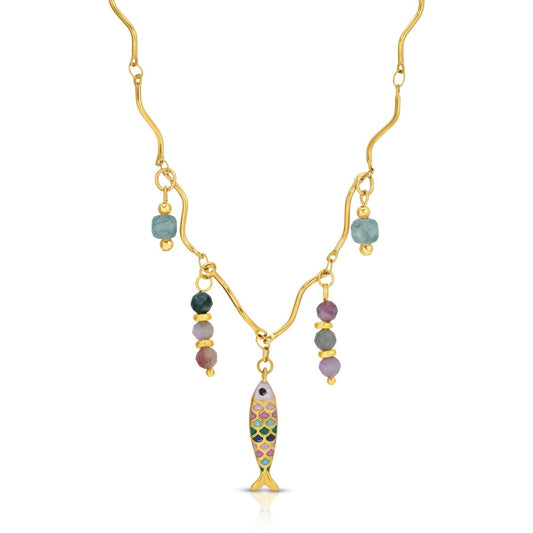 Fish Gemstone Multi-Color Necklace - Sunday Girl by Amy DiLamarraNecklace