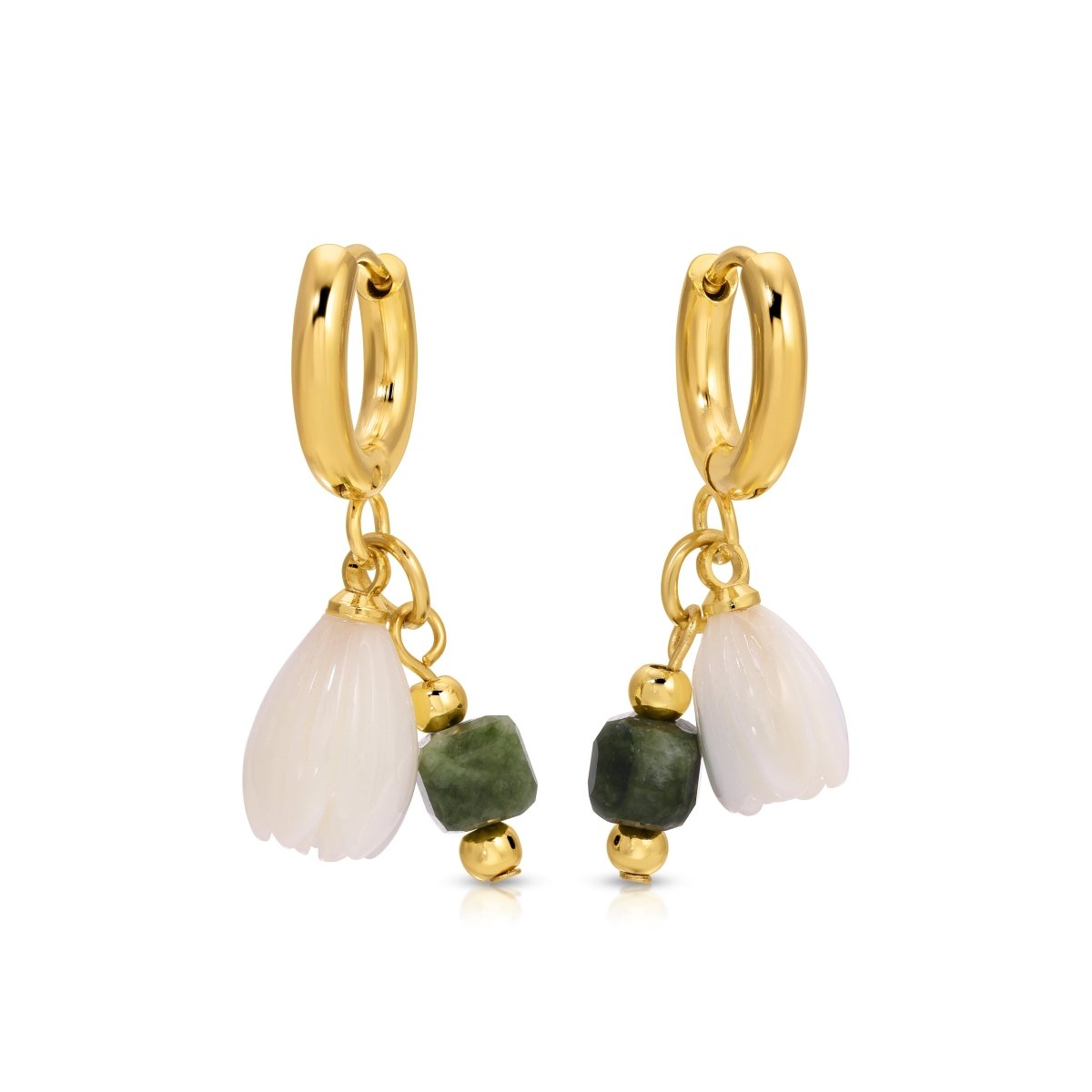 Mother of Pearl Bud Hoops - Green - Sunday Girl by Amy DiLamarraEarrings