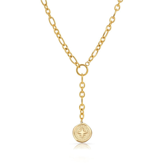 NK - 664 | Compass Coin Chunky Y - Necklace - Sunday Girl by Amy DiLamarraNecklaces