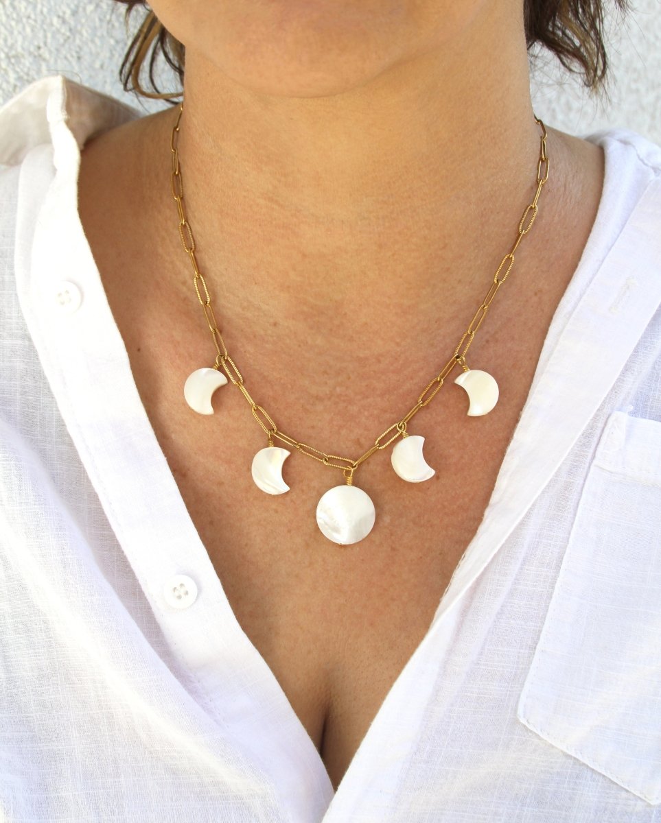 NK - 669 | Moon - phase Mother of Pearl Necklace - Sunday Girl by Amy DiLamarraNecklaces