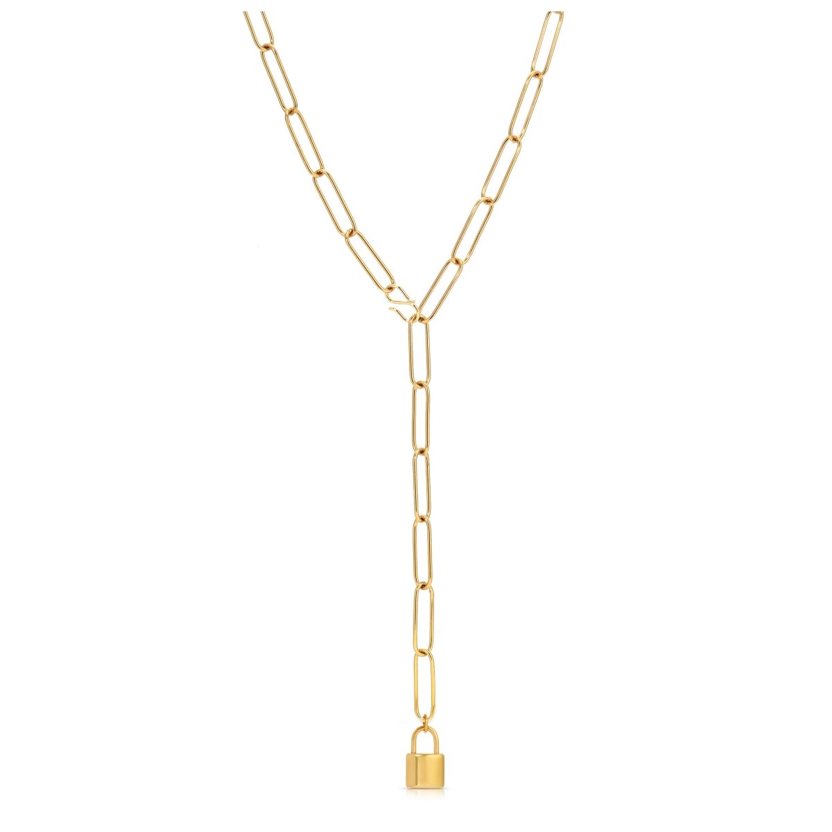 Padlock Charm Paperclip Chain Drop Necklace - Sunday Girl by Amy DiLamarraNecklaces