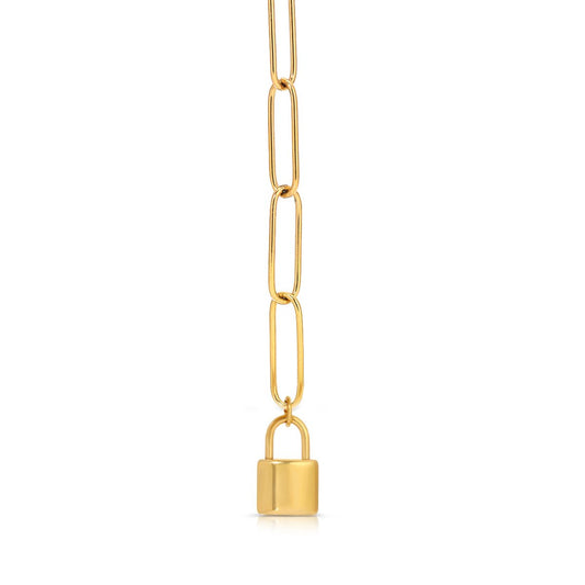Padlock Charm Paperclip Chain Drop Necklace - Sunday Girl by Amy DiLamarraNecklaces