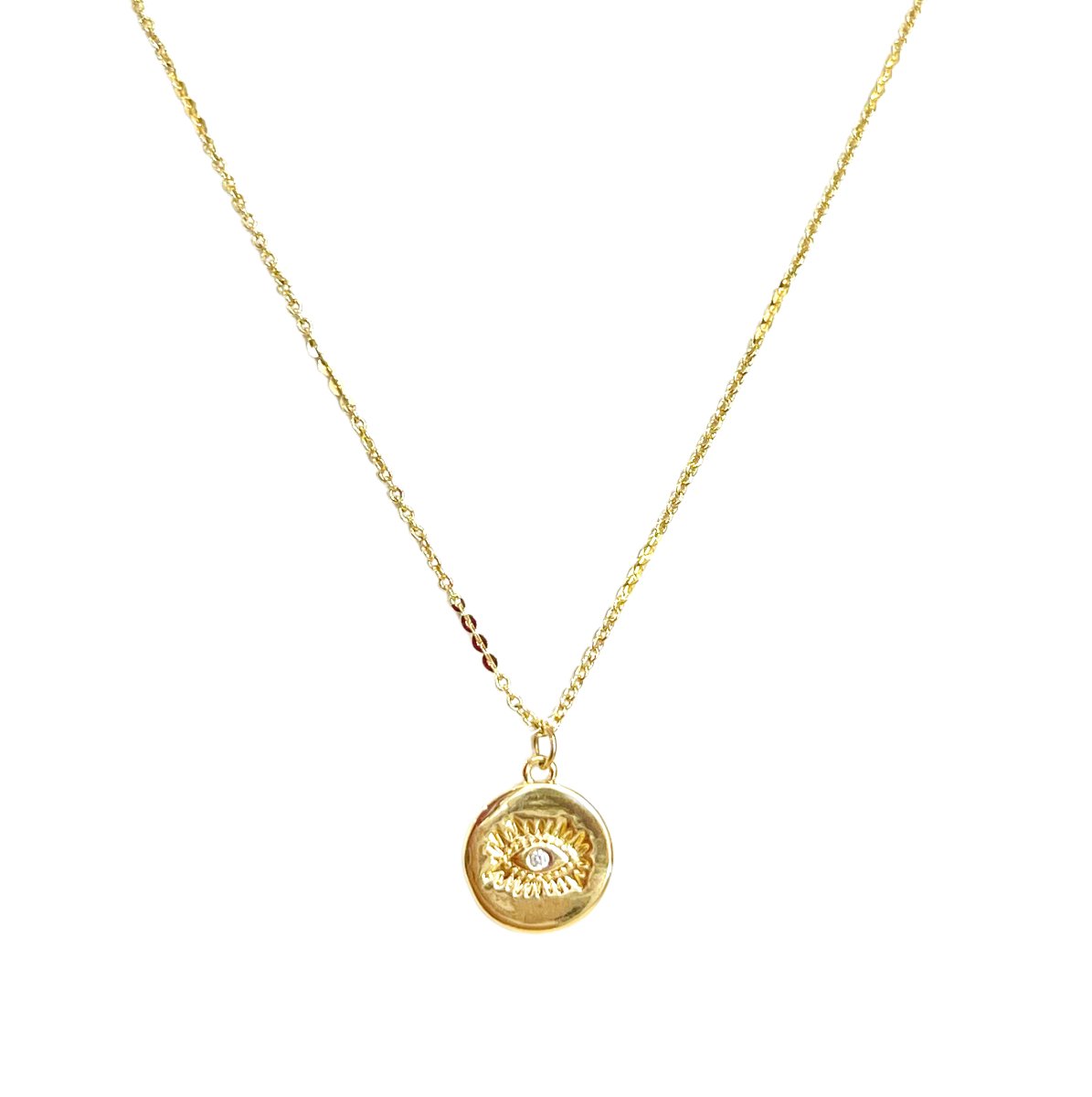 Round Eye with CZ Charm pendant necklace - Sunday Girl by Amy DiLamarraNecklace