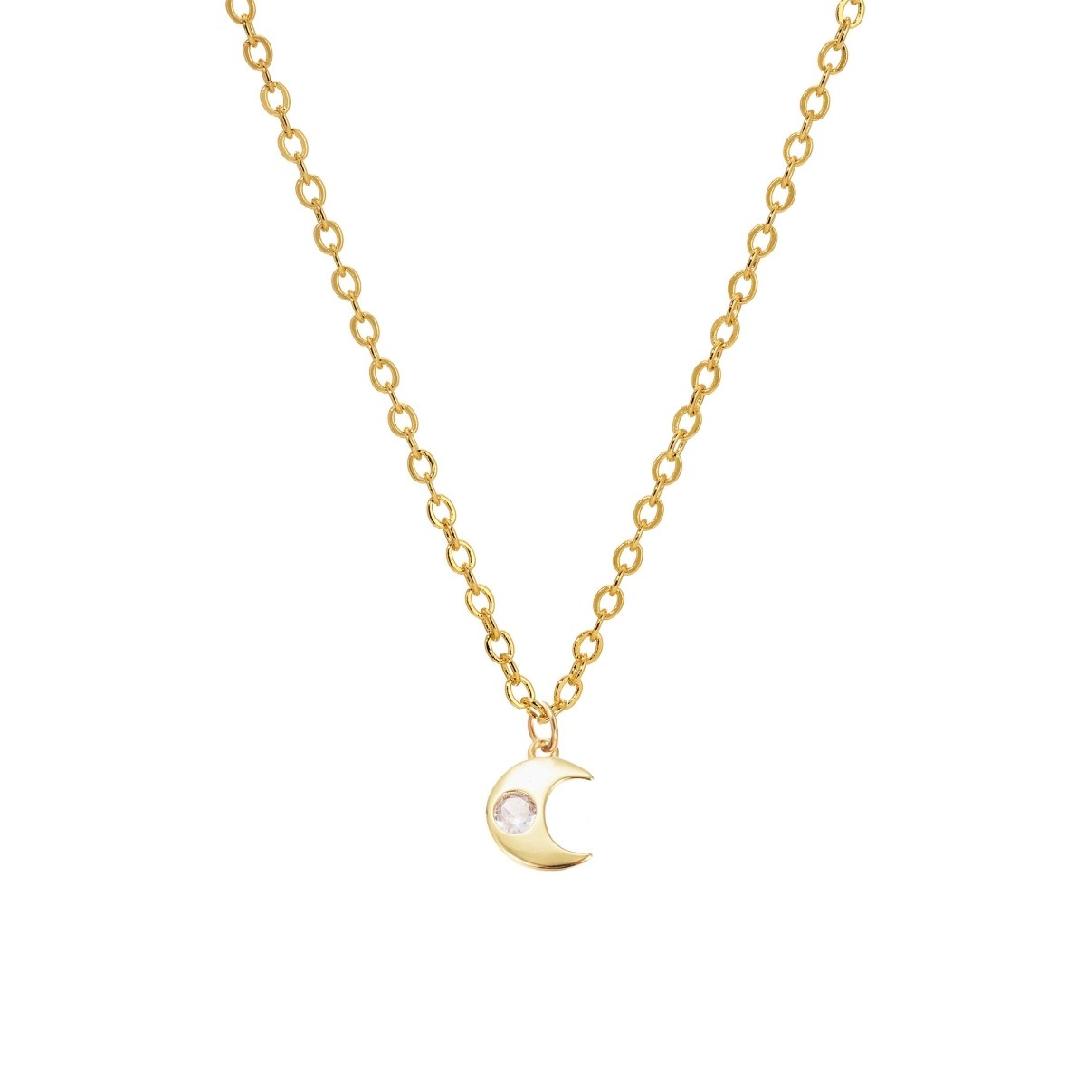 Tiny Puff Moon with CZ - Sunday Girl by Amy DiLamarraNecklace