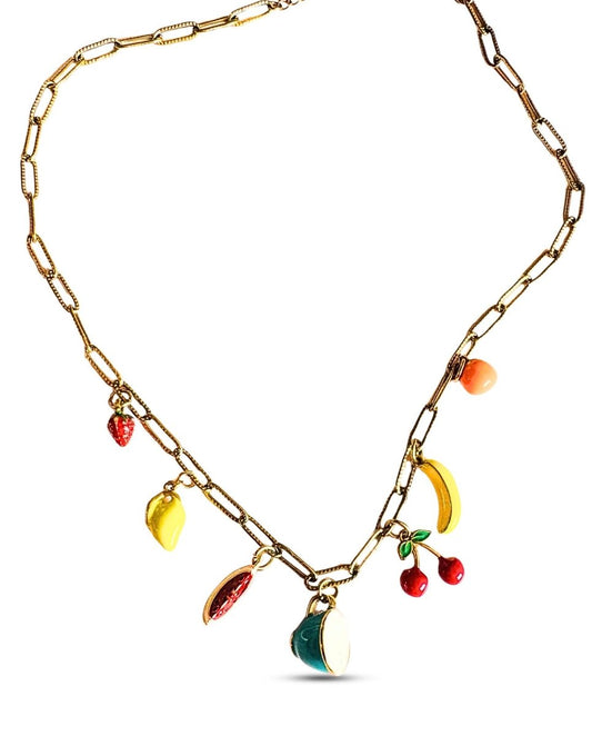 Tutti Fruity Enamel Charm Necklace - Sunday Girl by Amy DiLamarra