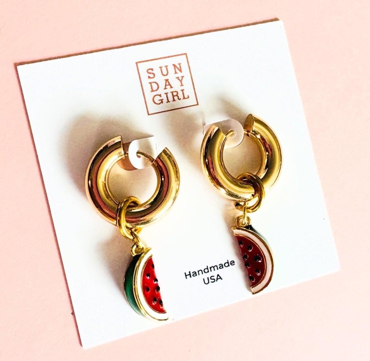 Watermelon Sugar Chunky Hoop Earrings - Sunday Girl by Amy DiLamarraEarrings
