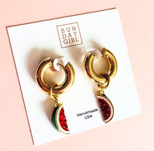 Watermelon Sugar Chunky Hoop Earrings - Sunday Girl by Amy DiLamarraEarrings