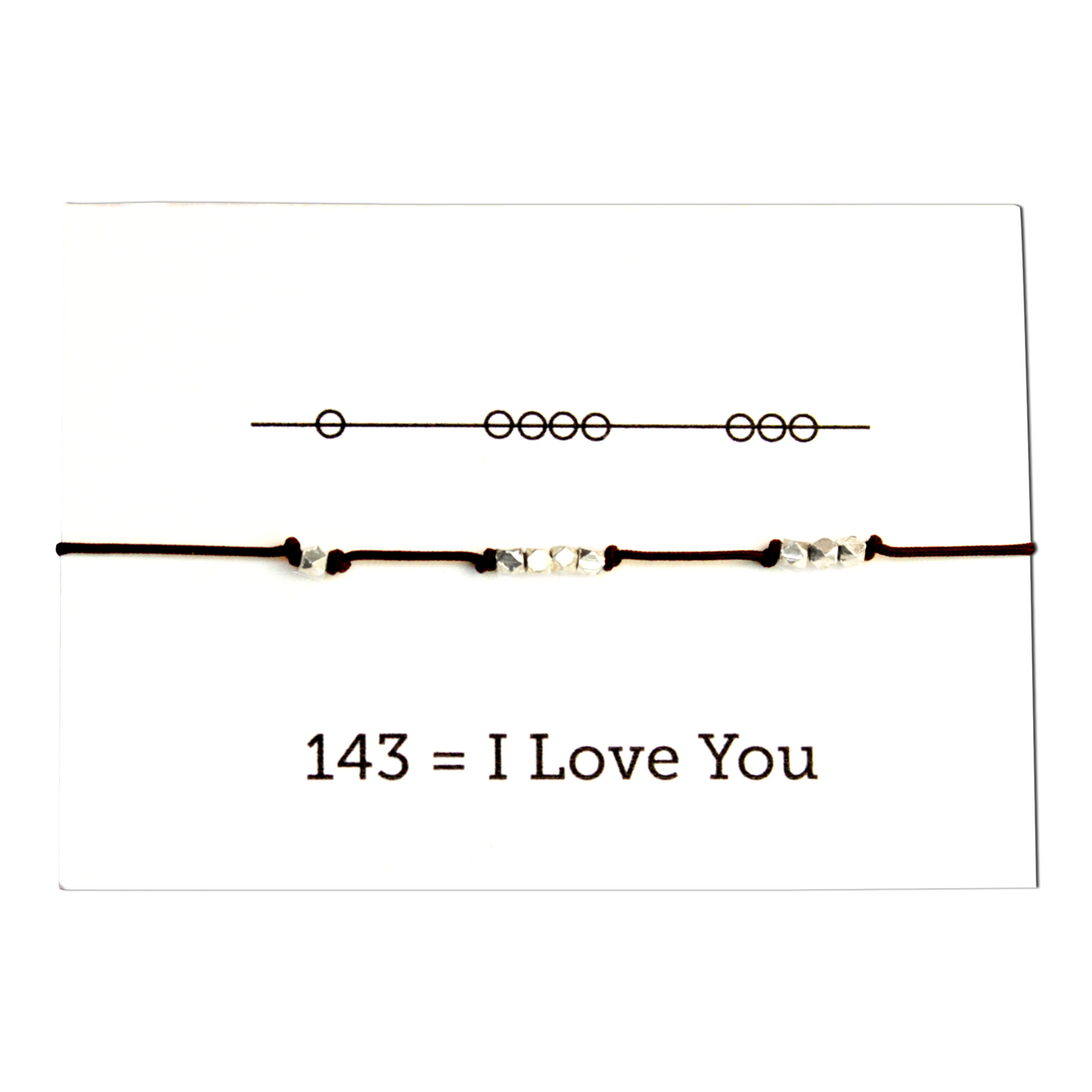 I Love You 143 Cord Bracelet - Chocolate