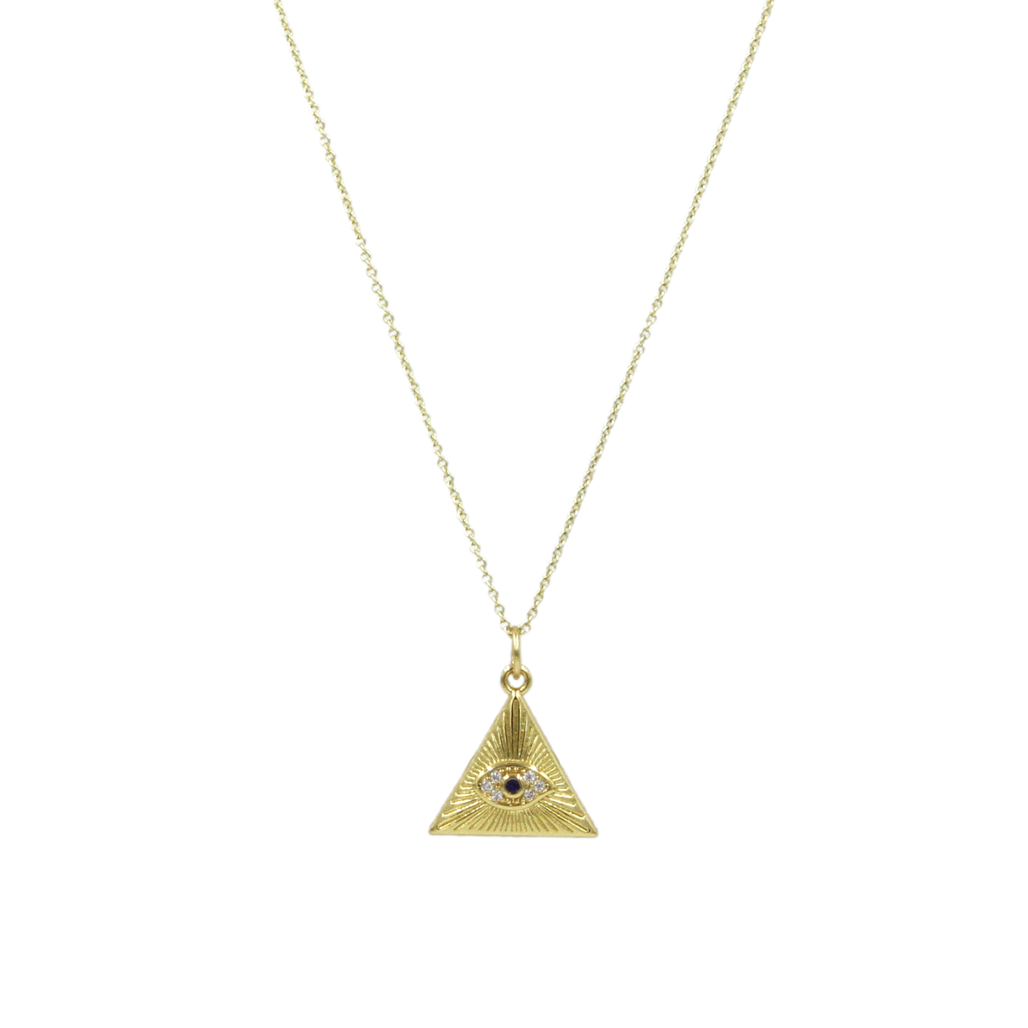 Pave Pyramid Eye Talisman Necklace
