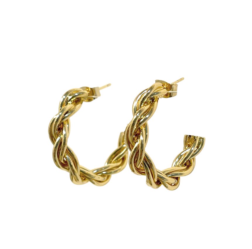 Anita Chunky Braided Gold Hoops - Sunday Girl by Amy DiLamarraEarrings