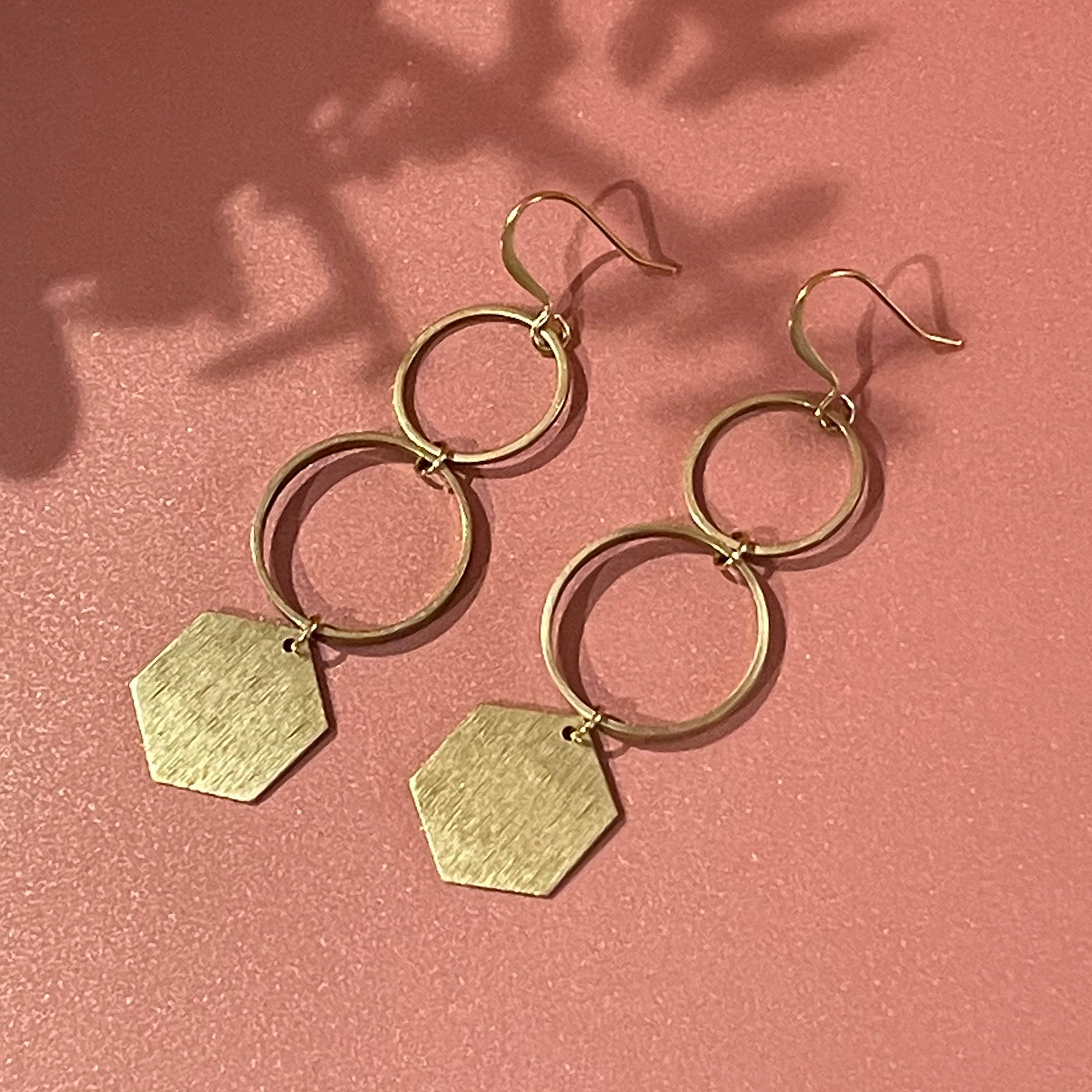 Cascading Brass Geo Dangle Earrings - Sunday Girl by Amy DiLamarraEarrings